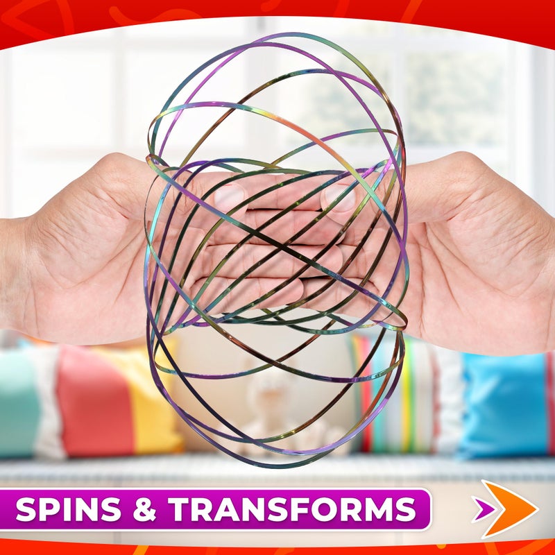 DIMROM Kinetic Flow Ring Spinner Ring Arm Toy 5.1" - Rugged, Corrosion Resistant Stainless Steel Geometric Sensory Spring Toy, Changing Colors, Compact Size - Comfortable Fit Magic Flow Bracelet for Calming - Image 5